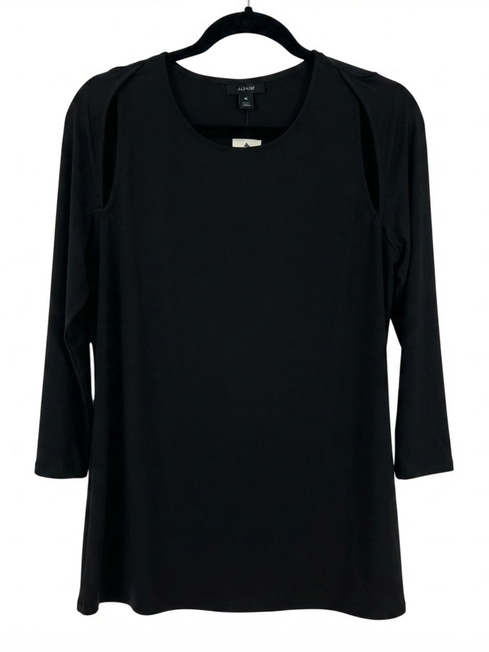 Alfani Black Scoop Neck Top with sleeve cutouts